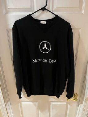 Black Mercedes Benz Logo Crewneck Sweater for Men